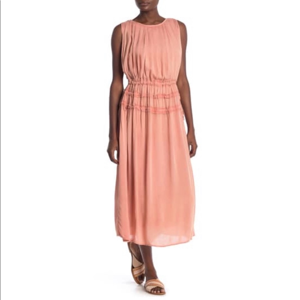 Boho Me Sunset Smocked Waist Cover-Up Midi Dress Size Medium